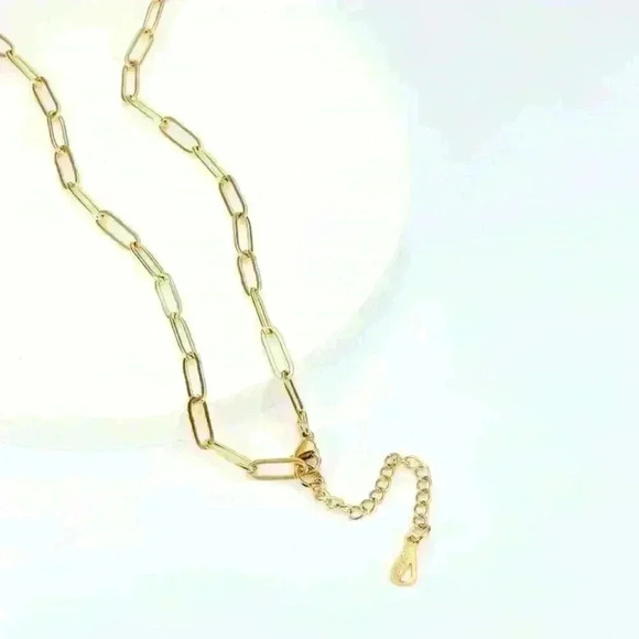 NWT 18K Gold Plated Minimalist Paper Clip Cain Link Layering Necklace - Picture 10 of 16